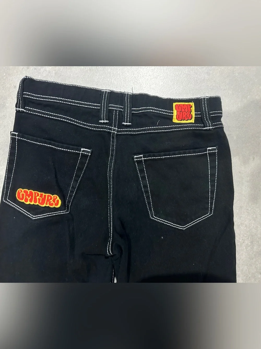 Empyre Black Straight Men's Jeans with White Contrast Stitching